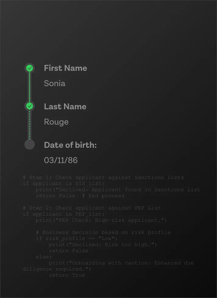 Screening verification interface
