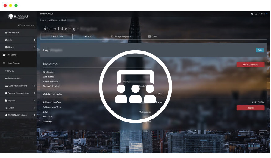 bankvault user management screen